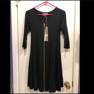 Long sleeve black dress with long zipper
